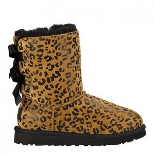 UGG Girls Bailey Bow Leopard Print Boots